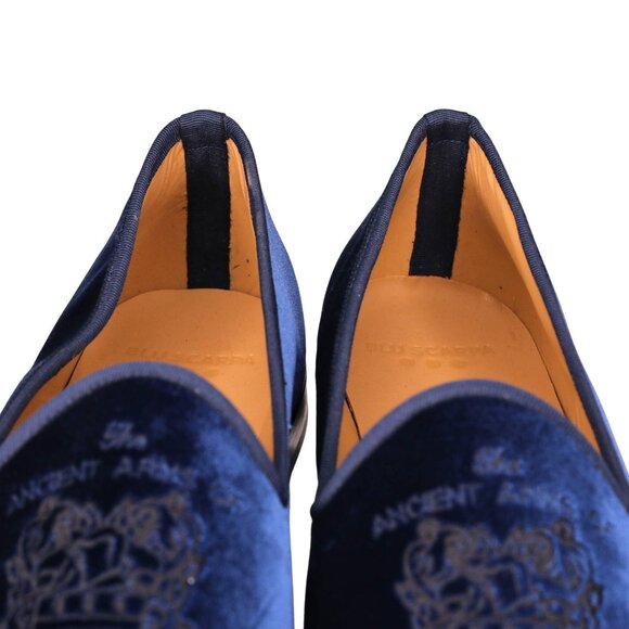 NEW Blu Scarpa Italy Men 19.5 Navy Blue Velvet Dress Shoe Slipper Formal Loafers - Picture 4 of 14